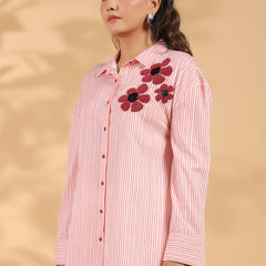 Designer Pink Embroidered Shirt