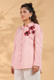 Designer Pink Embroidered Shirt