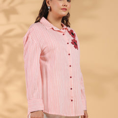 Designer Pink Embroidered Shirt