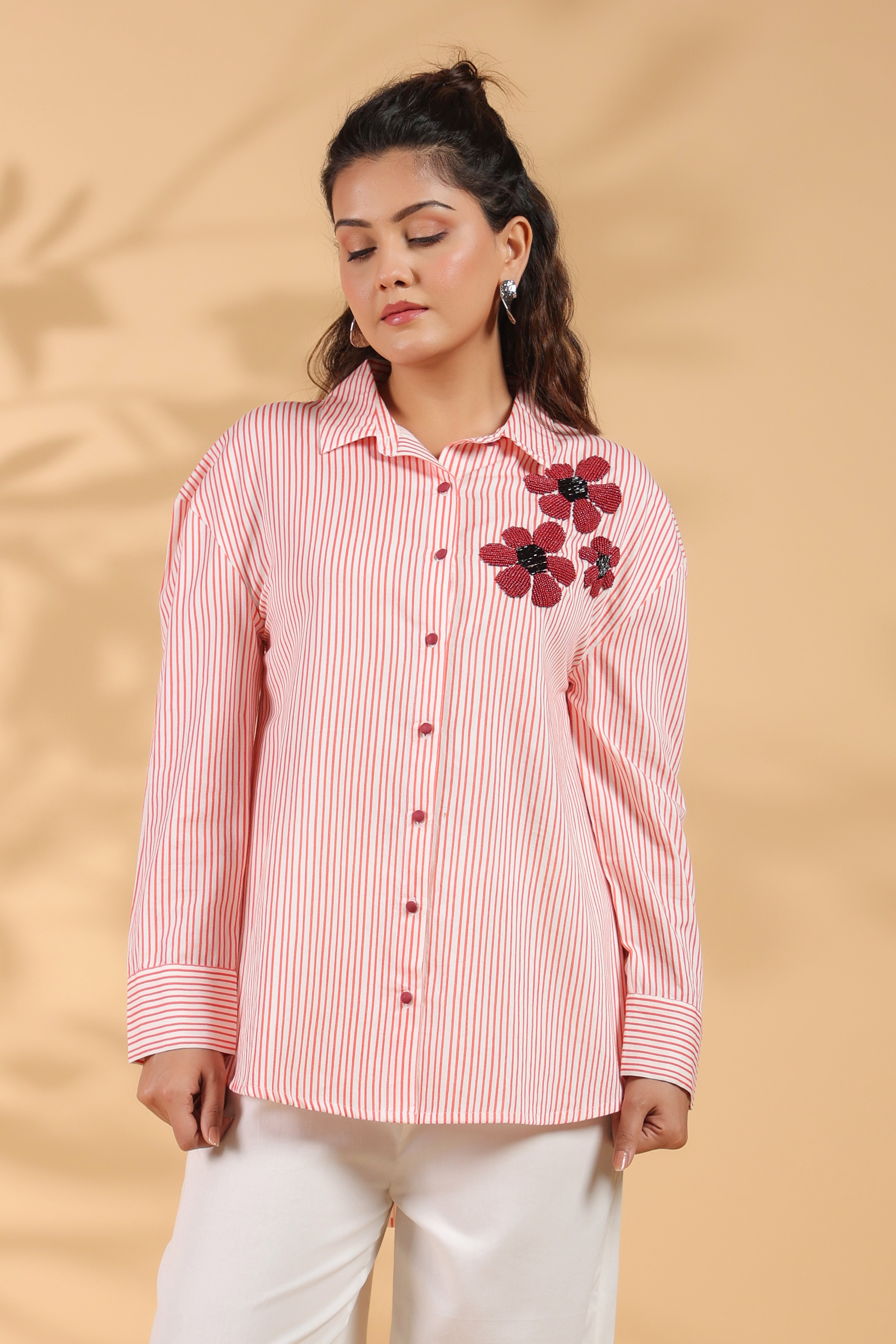 Designer Pink Embroidered Shirt