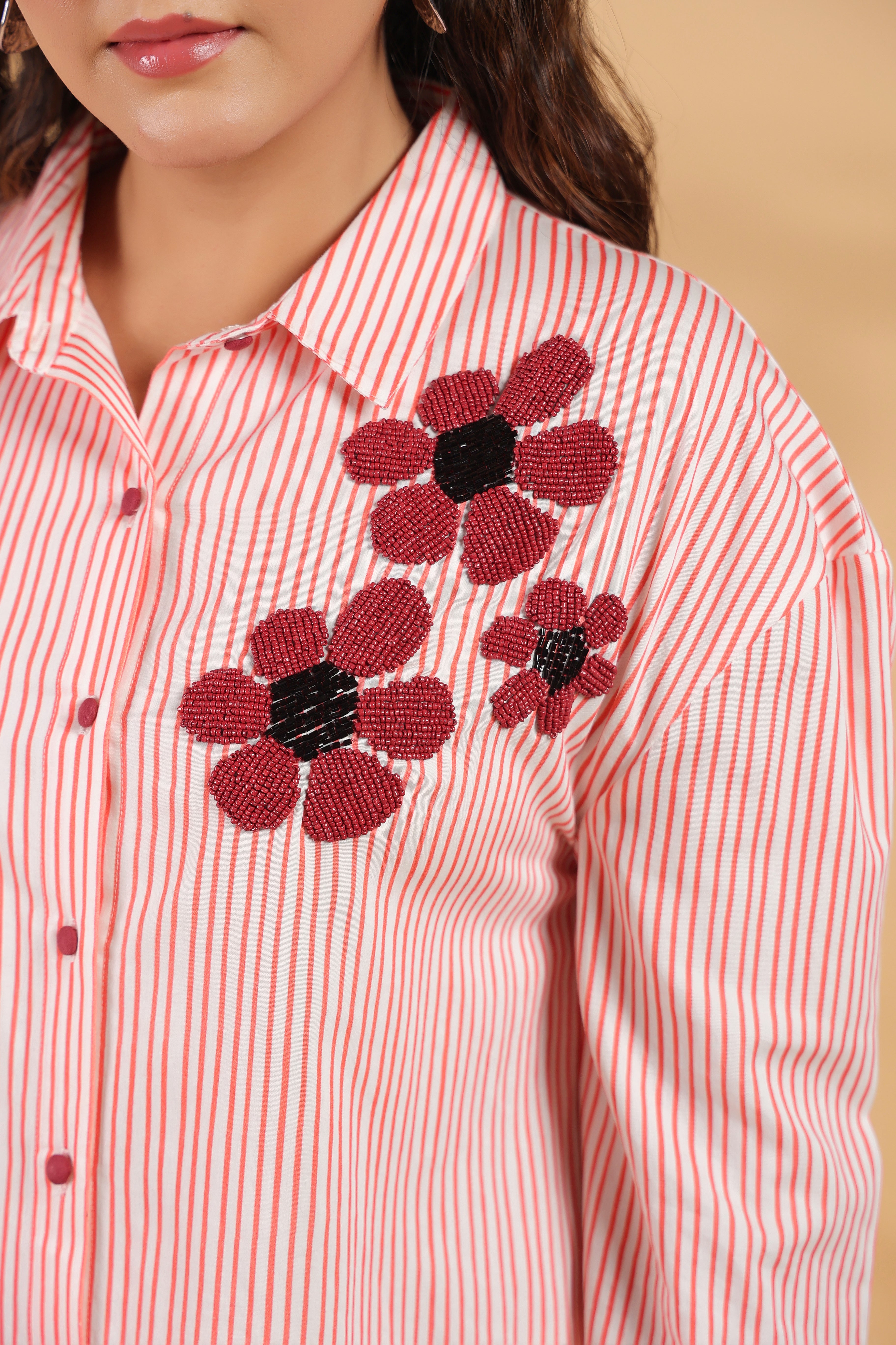 Designer Pink Embroidered Shirt