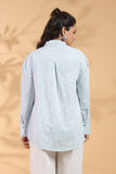 Cotton Blue Designer Embroidered Shirt