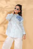 Cotton Blue Designer Embroidered Shirt