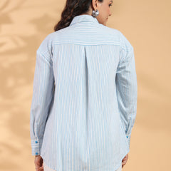 Designer Blue Shirt Pattern Top