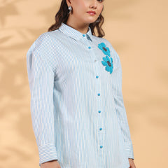 Designer Blue Shirt Pattern Top