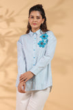 Designer Blue Shirt Pattern Top