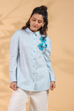 Designer Blue Shirt Pattern Top