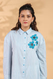 Designer Blue Shirt Pattern Top