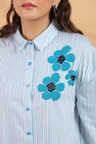 Designer Blue Shirt Pattern Top