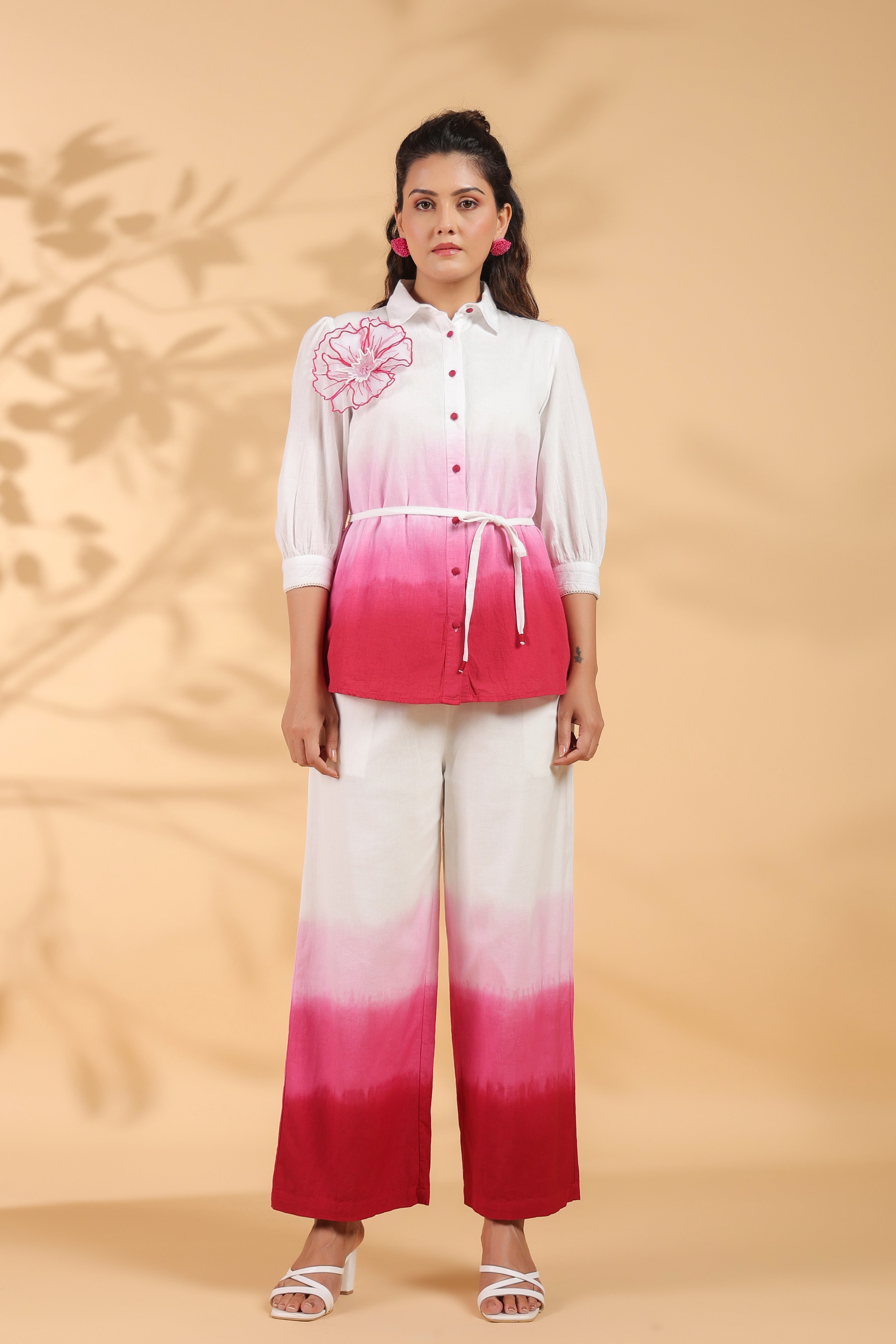 Pink Cotton Embroidery Co-Ord Set