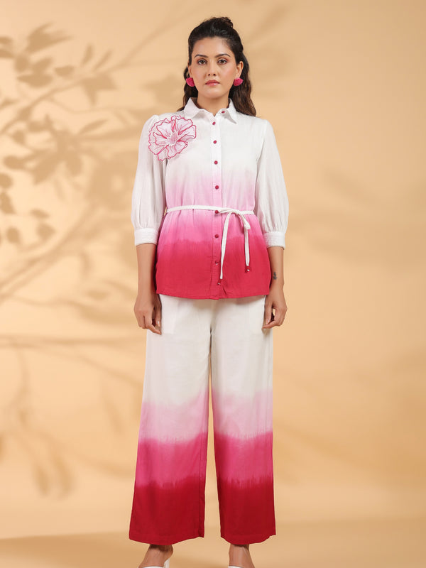 Pink Cotton Embroidery Co-Ord Set