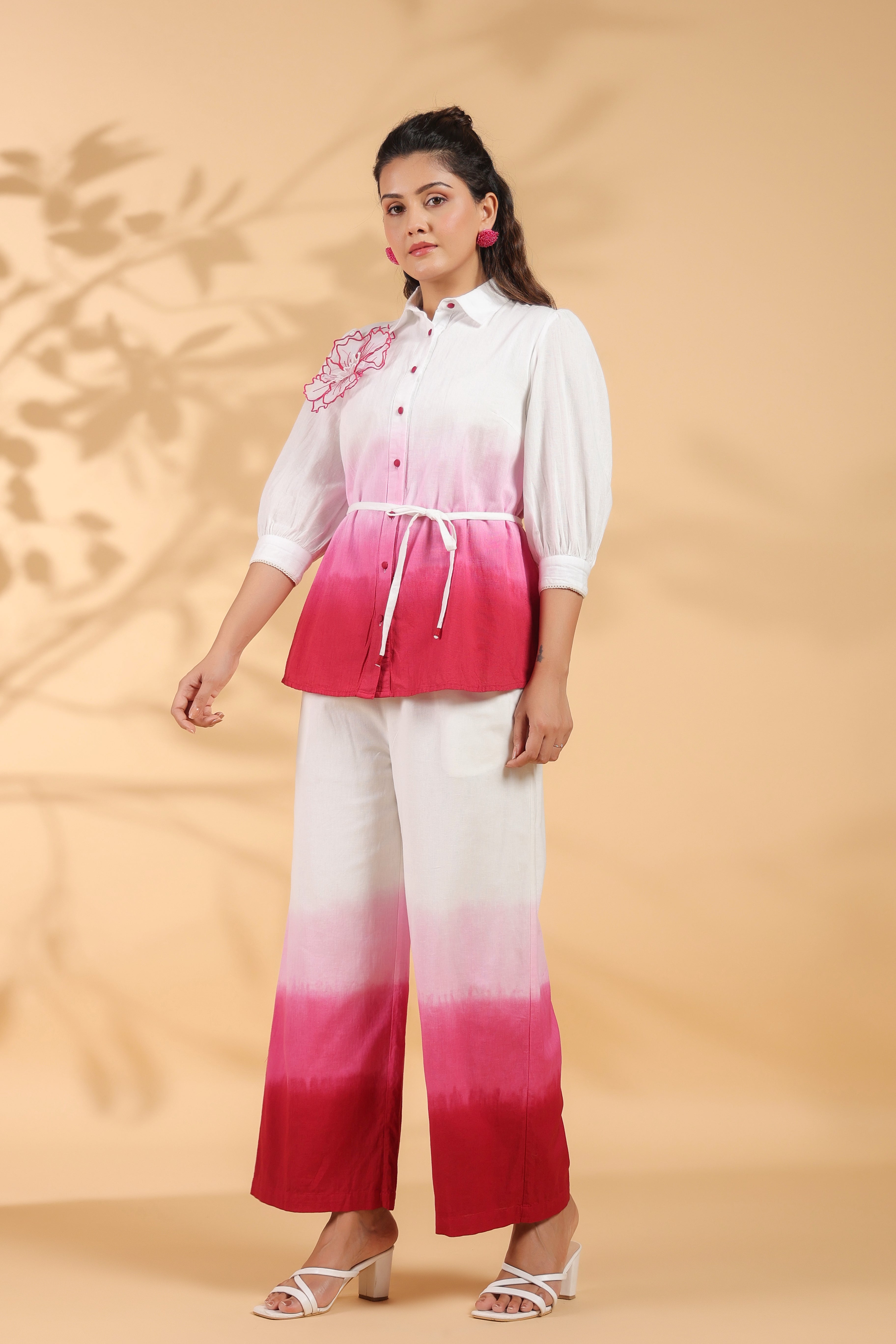 Pink Cotton Embroidery Co-Ord Set