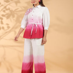 Pink Cotton Embroidery Co-Ord Set