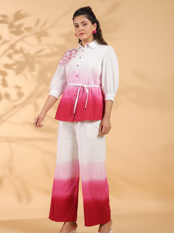 Pink Cotton Embroidery Co-Ord Set