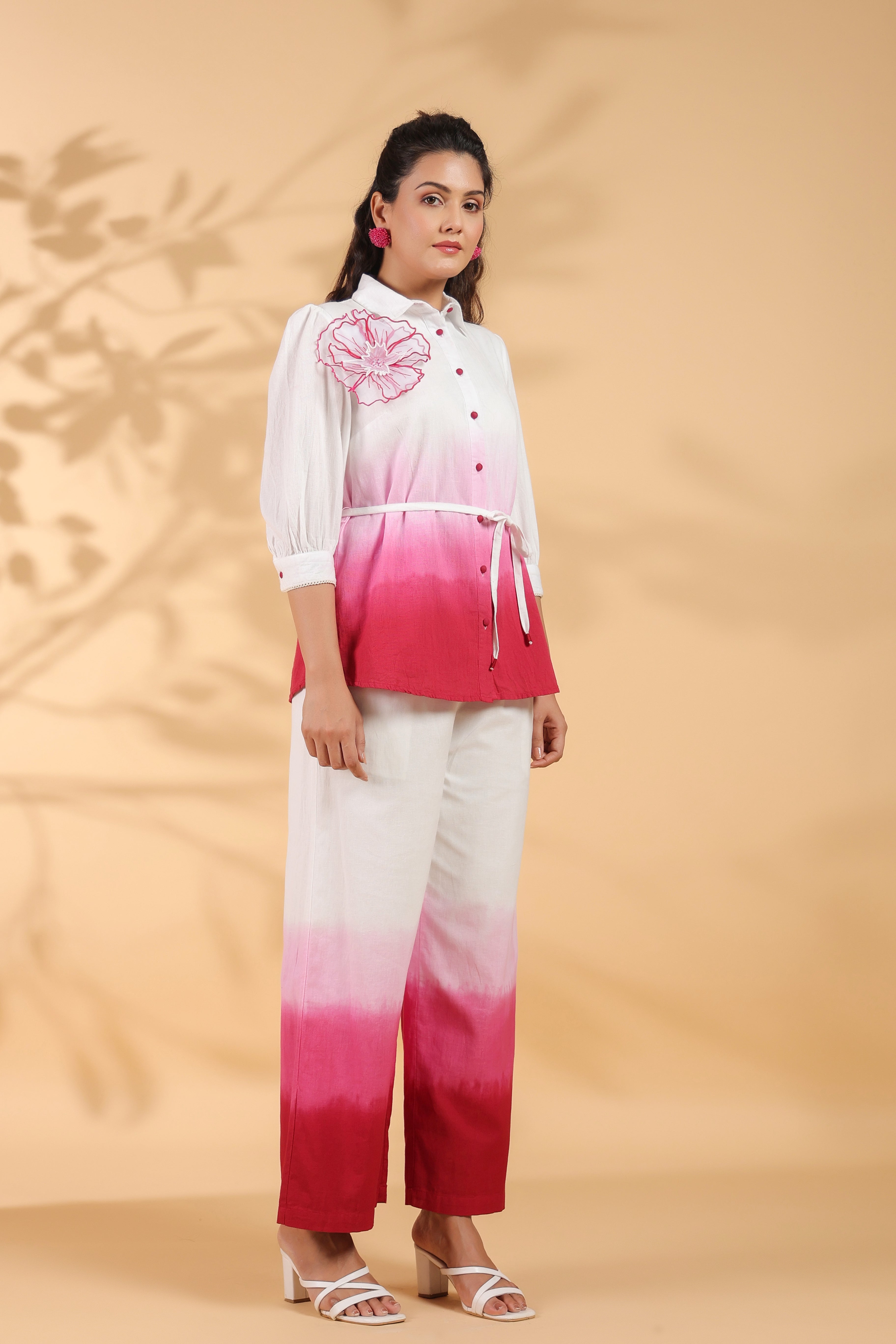 Pink Cotton Embroidery Co-Ord Set