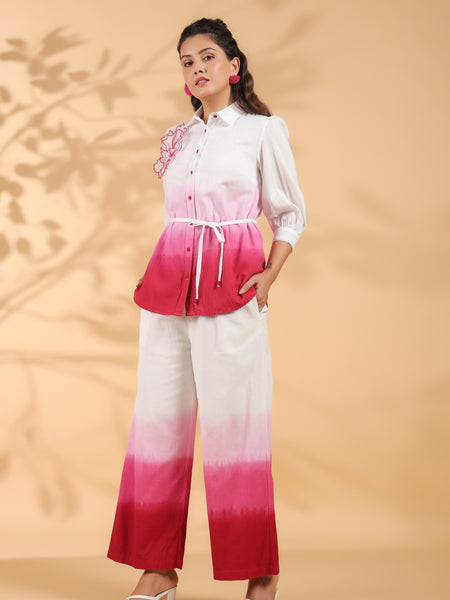 Pink Cotton Embroidery Co-Ord Set
