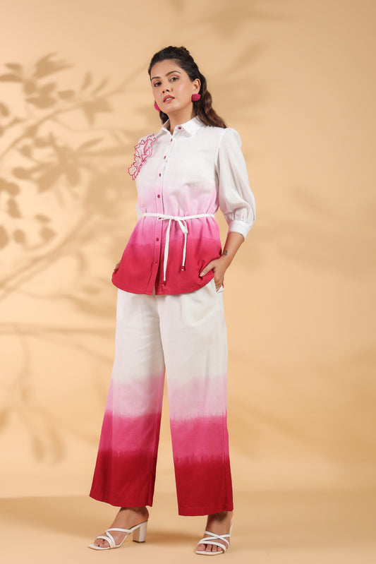 Pink Cotton Embroidery Co-Ord Set