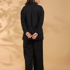 Black Collar Neck Co-Ord Set