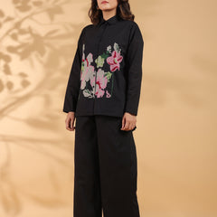 Black Collar Neck Co-Ord Set