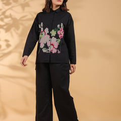 Black Collar Neck Co-Ord Set