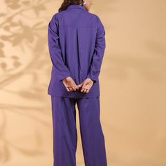 Purple Embroidery Work Co-Ord Set