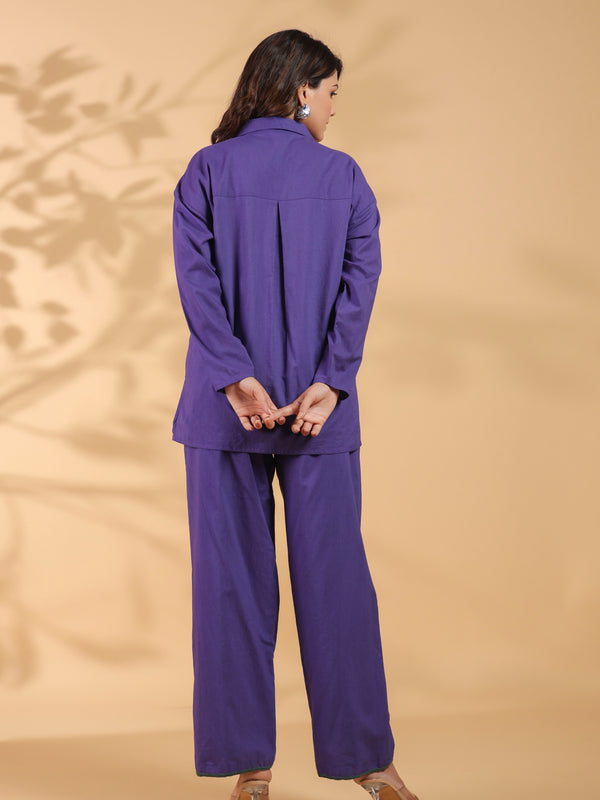 Purple Embroidery Work Co-Ord Set