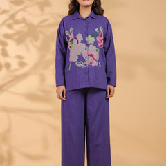 Purple Embroidery Work Co-Ord Set