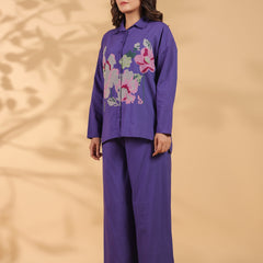 Purple Embroidery Work Co-Ord Set