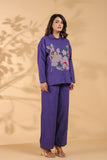 Purple Embroidery Work Co-Ord Set