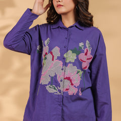 Purple Embroidery Work Co-Ord Set