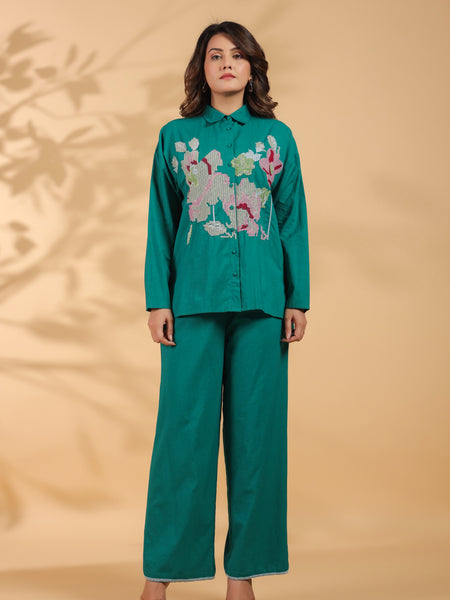 Sea Green Embroidery Work Co-Ord Set
