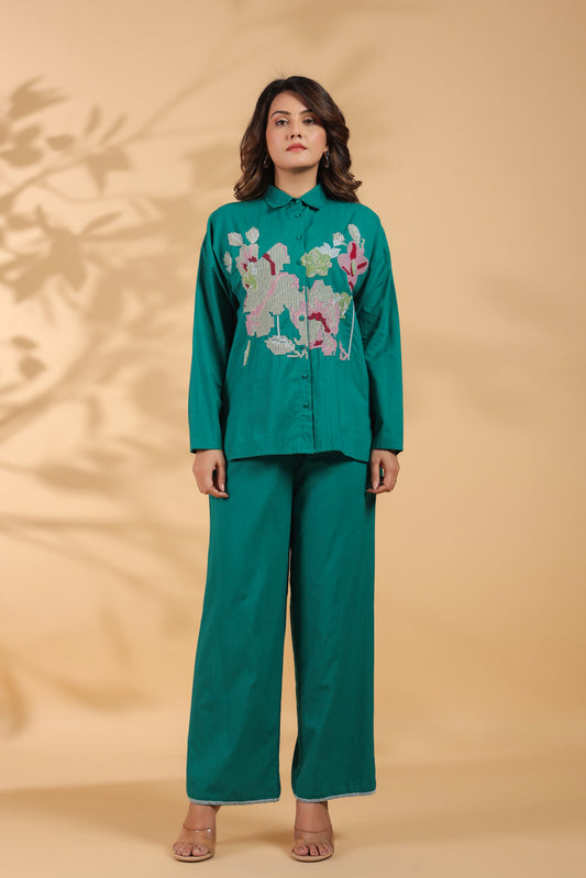 Sea Green Embroidery Work Co-Ord Set