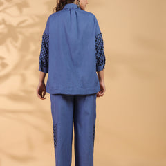 Blue Shirt Collar Co-Ord Set