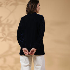 Black Round Neck Embroidered Shirt