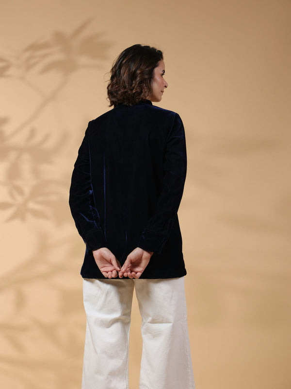 Black Round Neck Embroidered Shirt