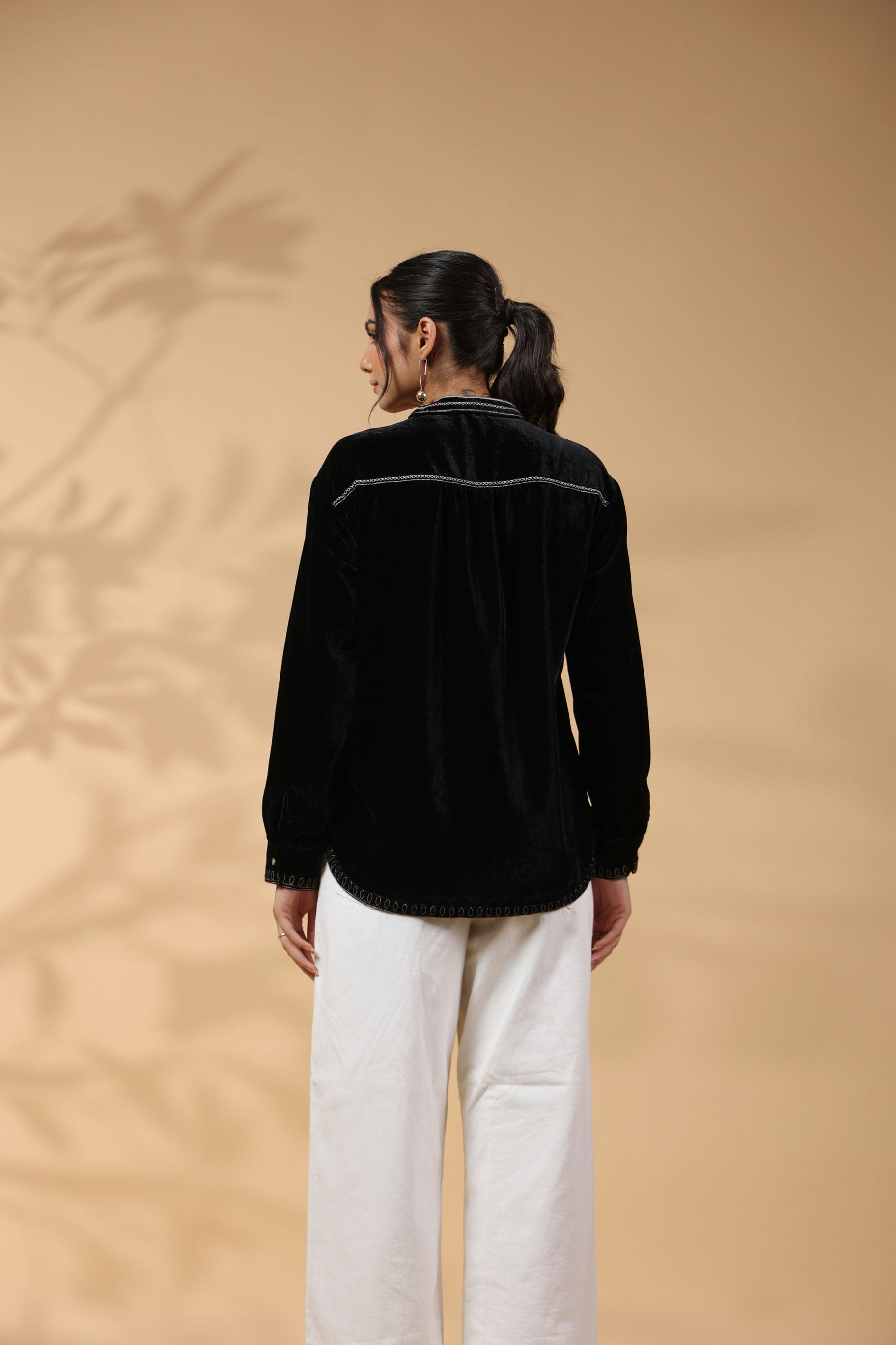 Black Embroidered Full Sleeve Top