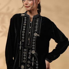 Black Embroidered Full Sleeve Top
