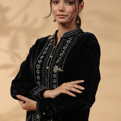 Black Embroidered Full Sleeve Top