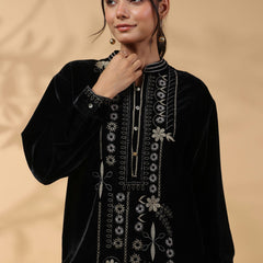 Black Embroidered Full Sleeve Top
