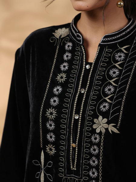 Black Embroidered Full Sleeve Top