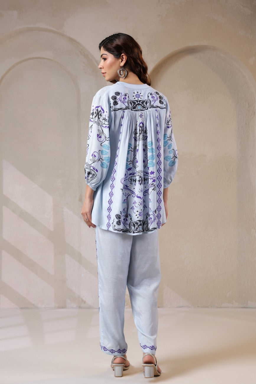Sky Blue Bloom Co-ord Set