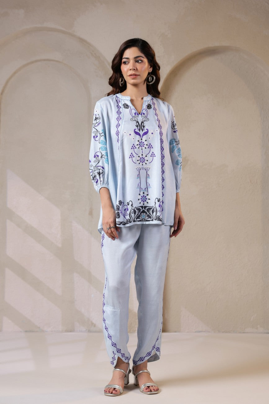 Sky Blue Bloom Co-ord Set