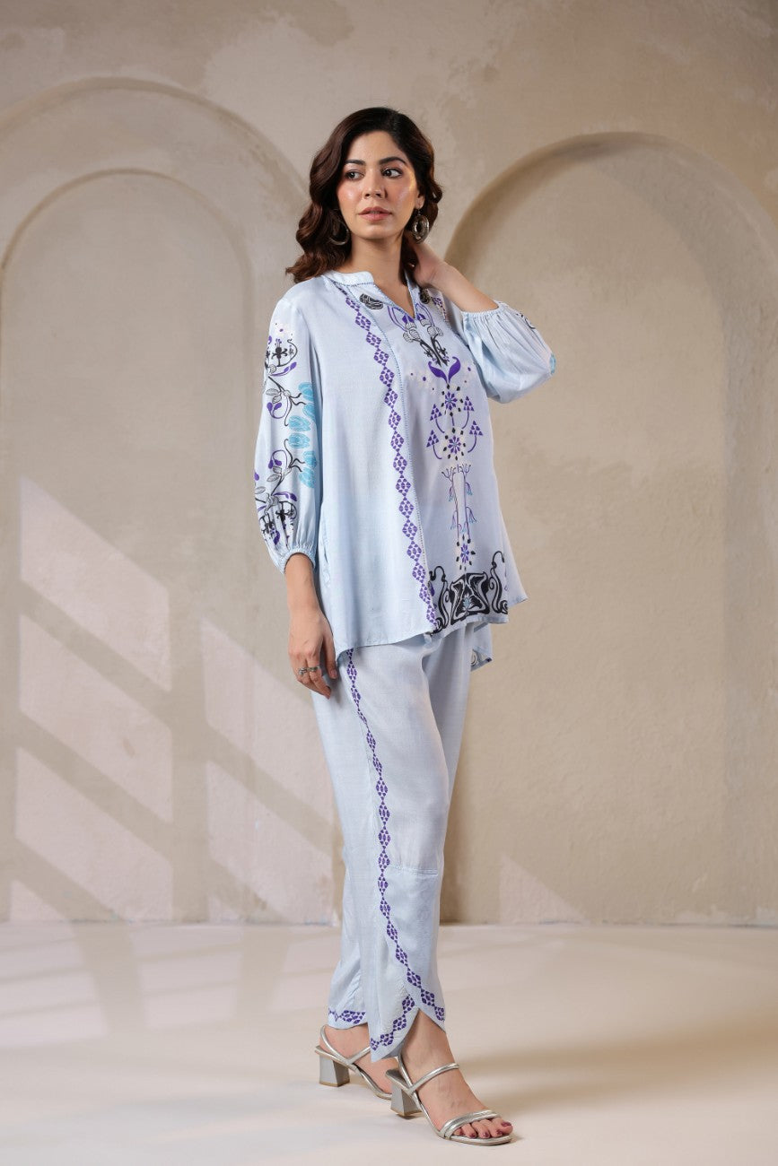 Sky Blue Bloom Co-ord Set