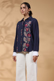 Designer Navy Blue Cotton Top