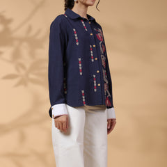 Designer Navy Blue Cotton Top