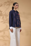 Designer Navy Blue Cotton Top