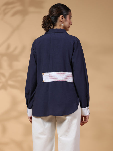 Designer Navy Blue Cotton Top
