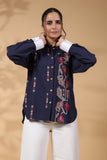 Designer Navy Blue Cotton Top