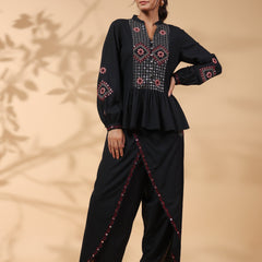 Black Dhoti Style Co-Ord Set