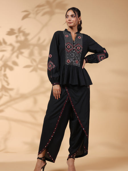 Black Dhoti Style Co-Ord Set